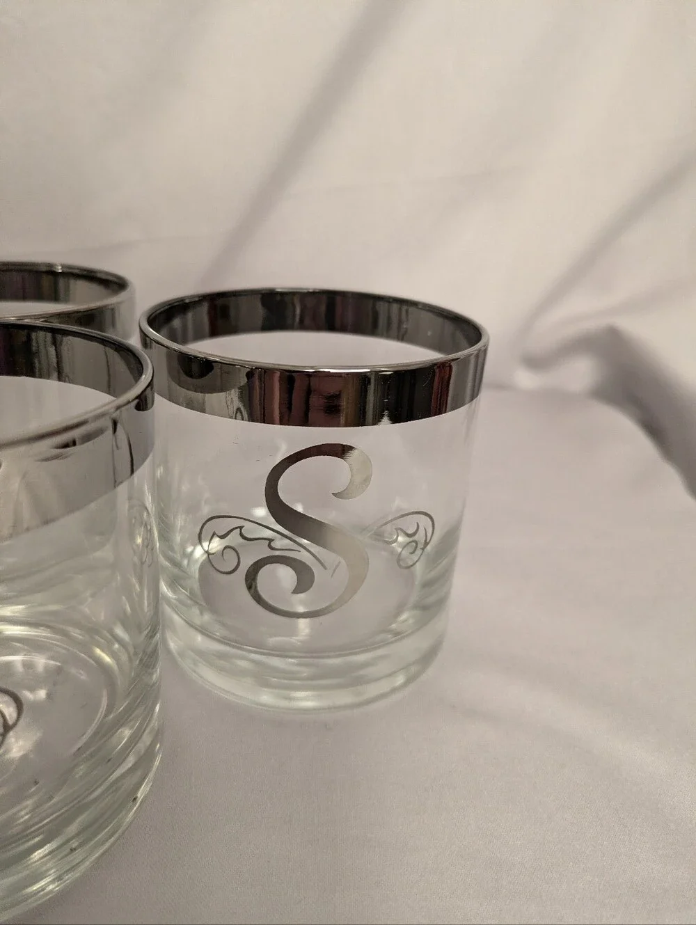 Vintage Dorothy Thorpe Monogrammed S Low-ball Rocks Glasses Mid Century Barware